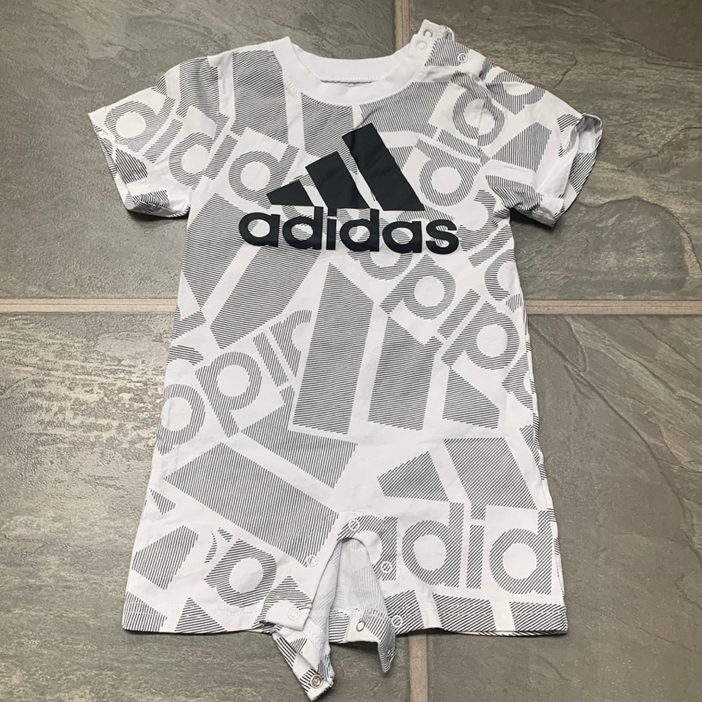 18M Adidas White and Black Romper baby